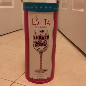 Hand painted graduation girl wine glass